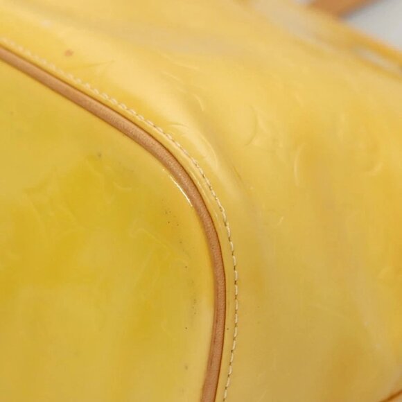 LOUIS VUITTON Monogram Vernis Houston Hand Bag Lime Yellow M91055 LV Auth - Picture 9 of 15